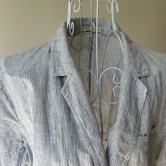 Eileen Fisher Hemp Organic Cotton Striped Blazer 2 button long sleeve SZ M - Picture 3 of 8
